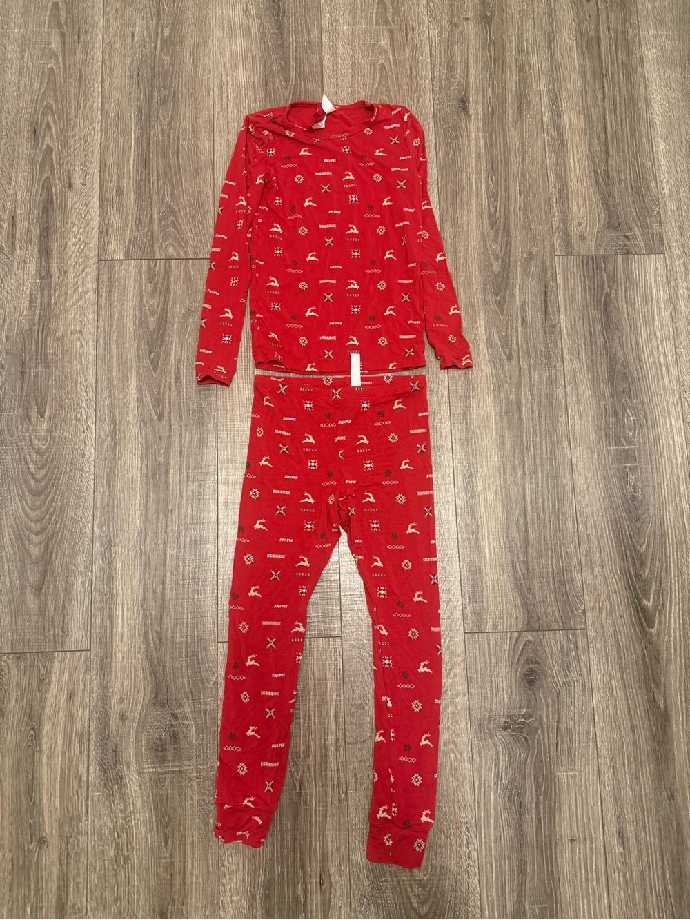 Skims Kids Red Deer Pajama Set Size 10